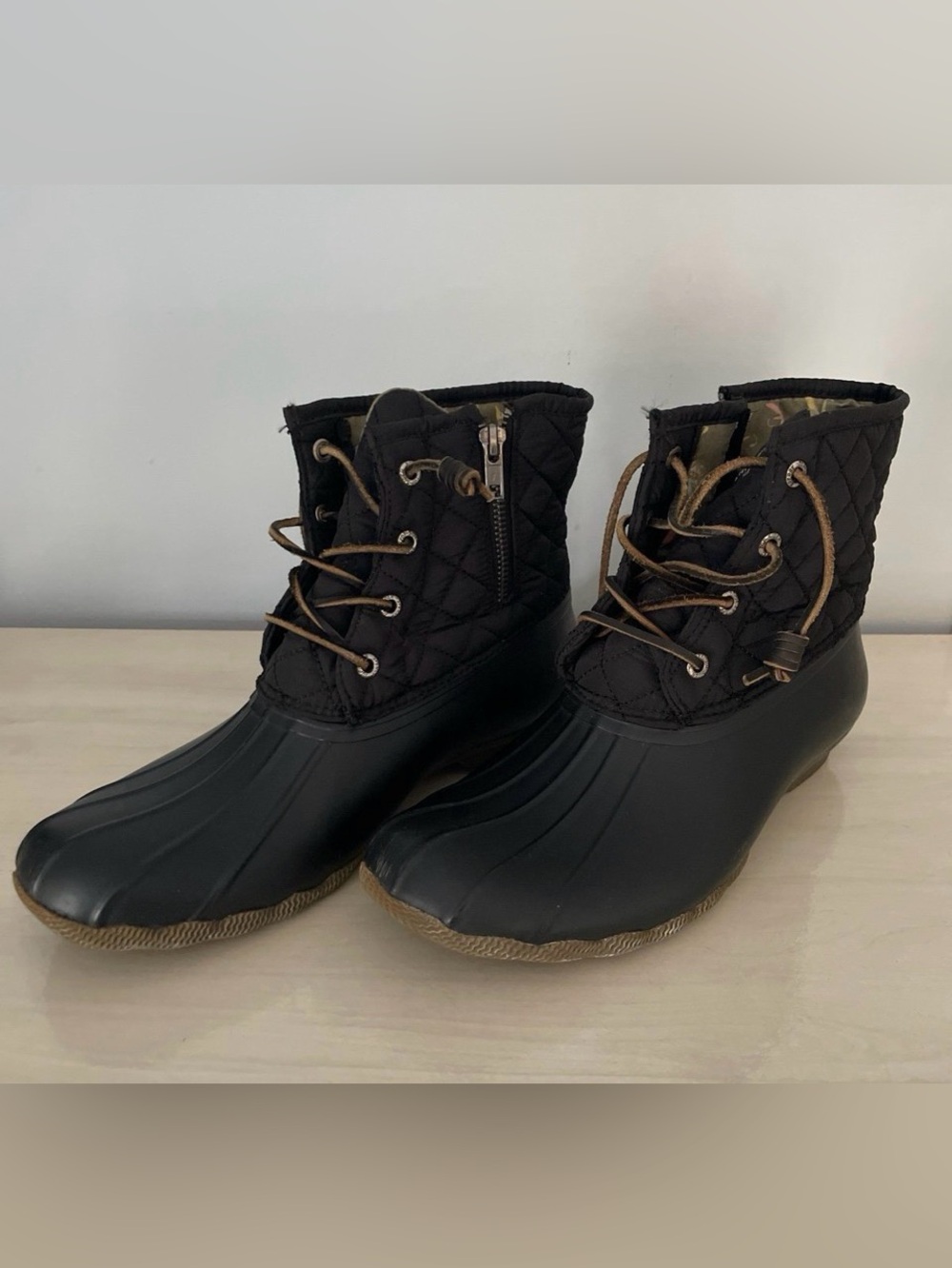 Sperry Black Saltwater Quilted Womens | Rain | Snow | Duck Boots Size 10 - Picture 6 of 12